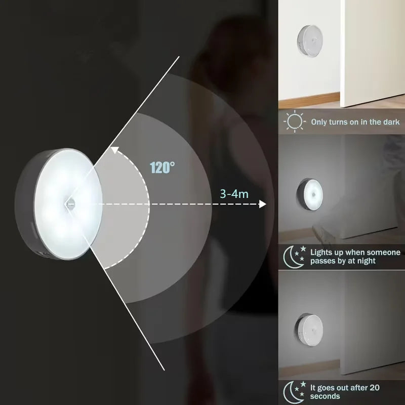 Motion Sensor Night Light - Wireless Rechargeable LED for Home
